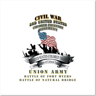 Civil War - 2nd United States Colored Infantry Regiment with USCT Bureau Banner - USA - Battle Posters and Art